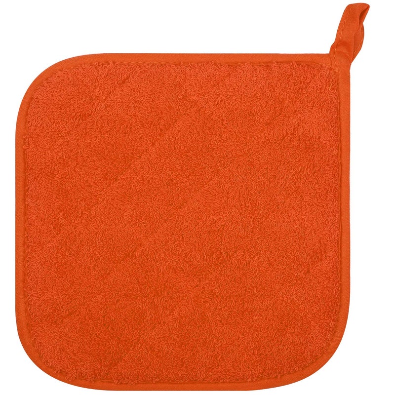 lifaith 100% Cotton Kitchen Everyday Basic Terry Pot Holder Heat Resistant Coaster Potholder for Cooking and Baking Set of 5 Orange - Image 3